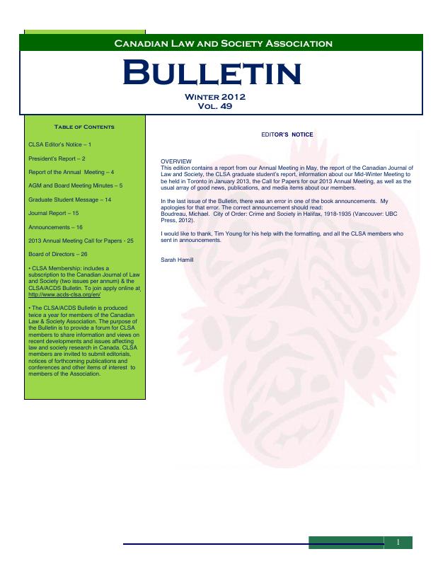 Bulletin — Winter 2012