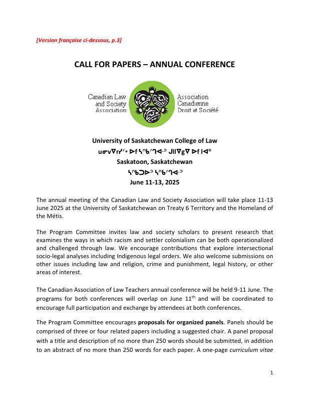 Saskatchewan 2025 — annual conference call