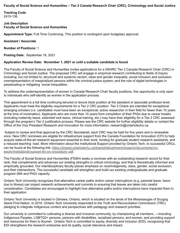 Separate a research chair from an ordinary vacancy label