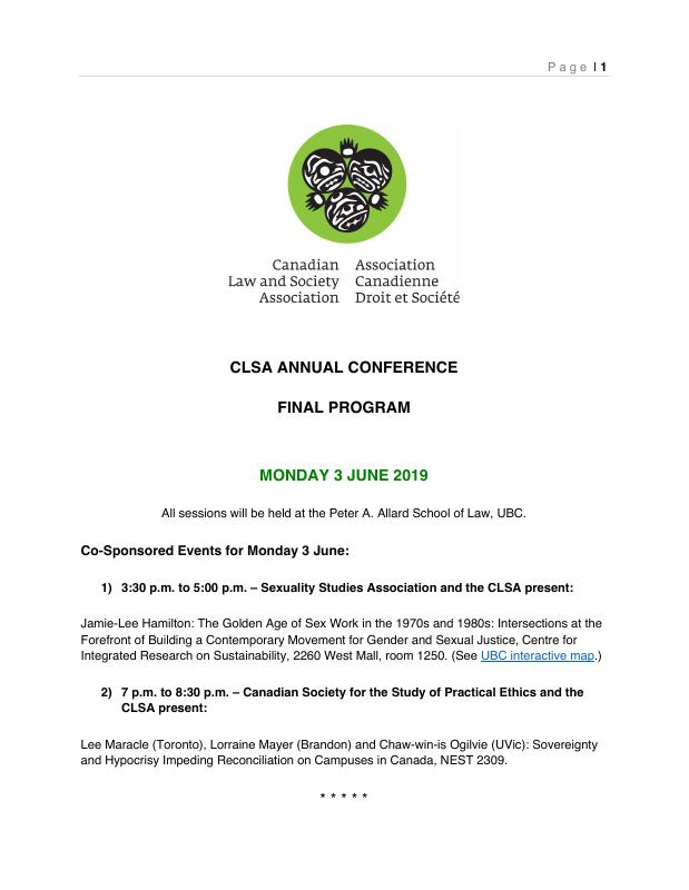 Vancouver 2019 — annual conference programme