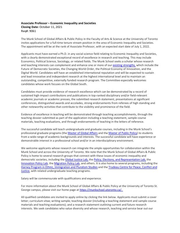4 Job Postings from Munk School of Global Affairs & Public Policy at University of Toronto