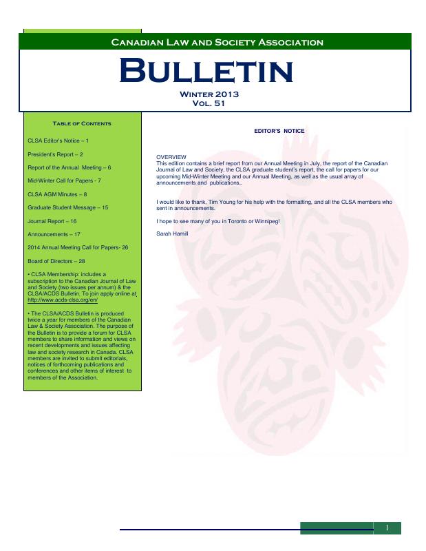 Bulletin — Winter 2013