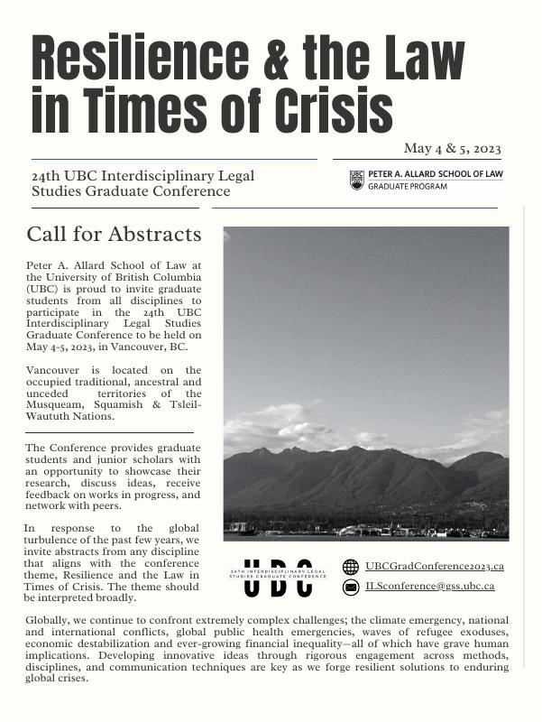 Upcoming Grad Conference at Allard Law UBC