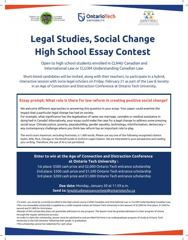 Legal Studies and Social Change — school essay contest