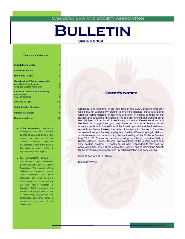 Bulletin — Spring 2009