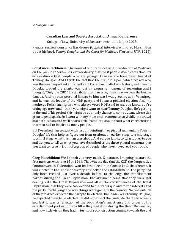 Constance Backhouse plenary — 12 June 2025