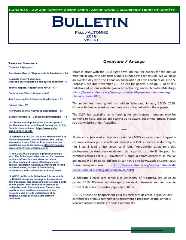 Bulletin — Autumn 2018