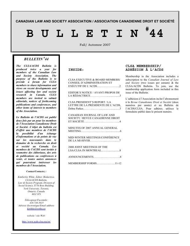Bulletin — Autumn 2007