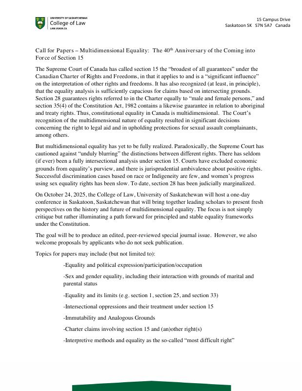 Multidimensional Equality — Section 15 at 40