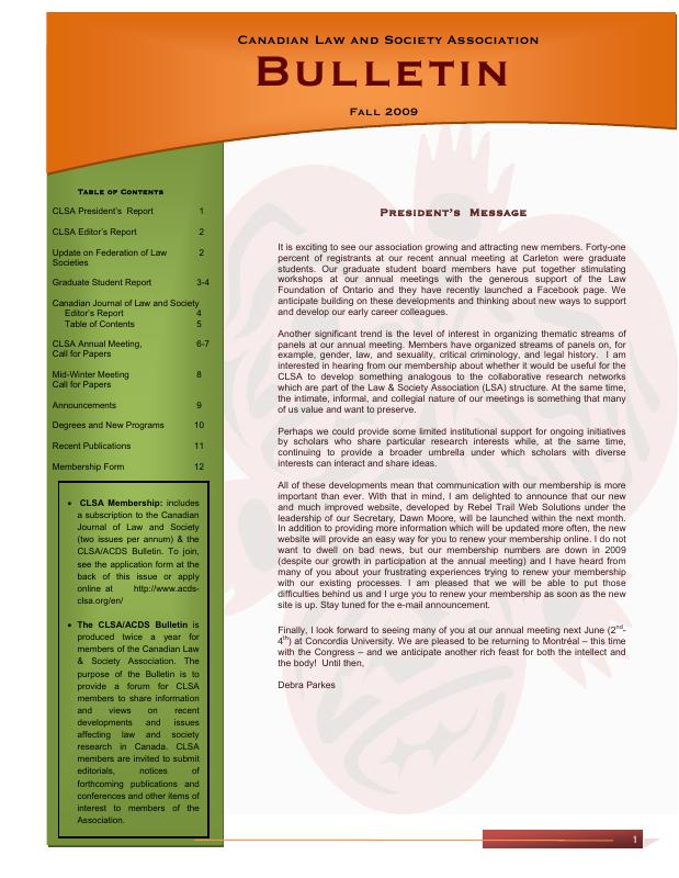 Bulletin — Autumn 2009