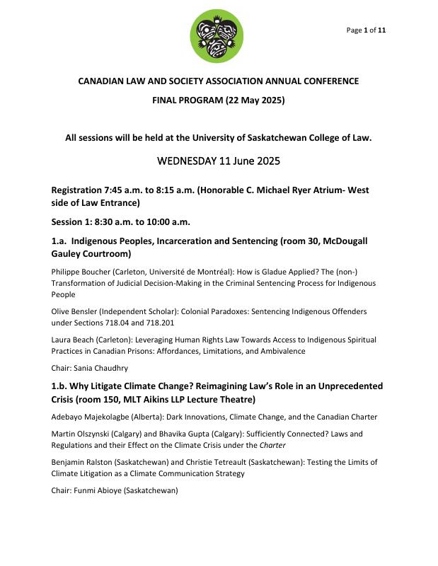 Saskatoon 2025 — Annual conference programme