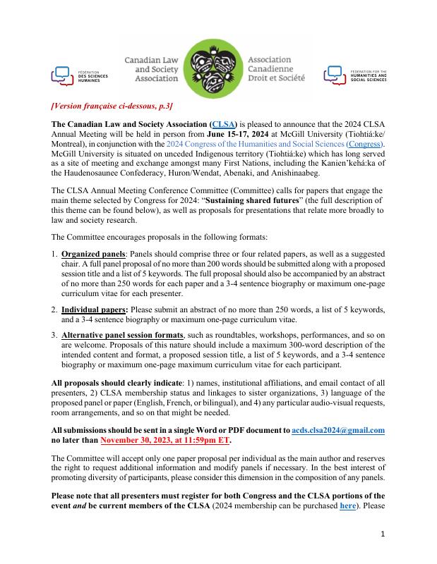Annual meeting 2024 — call for papers