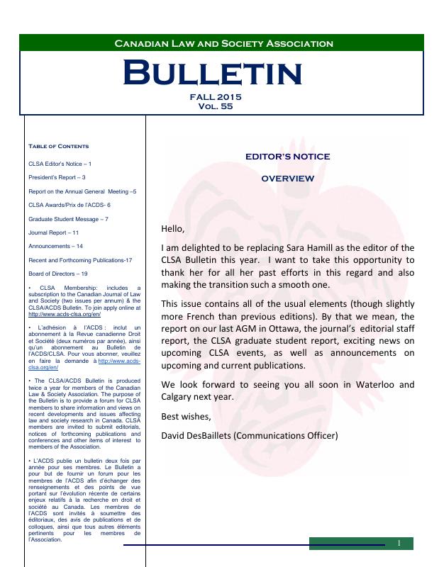 Bulletin — Autumn 2015