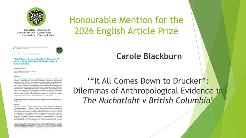 Association announcement of a 2026 prize