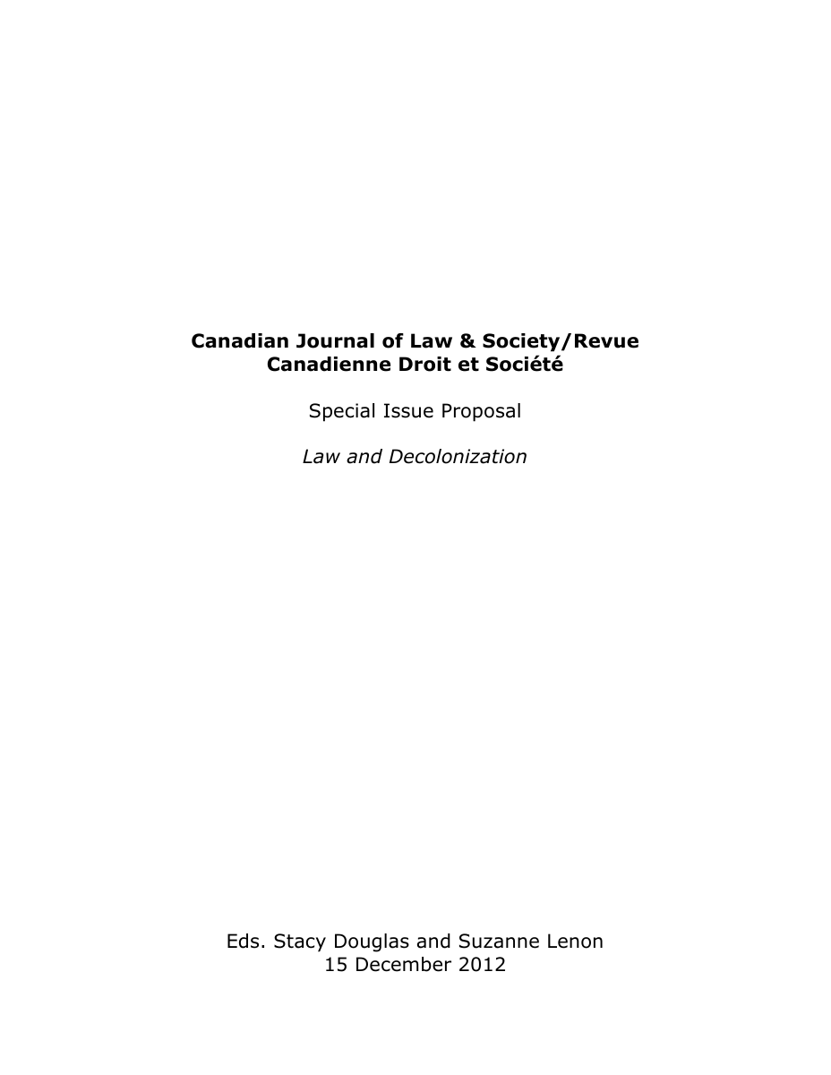 Couverture de la proposition de Douglas et Lenon, datée du 15 décembre 2012